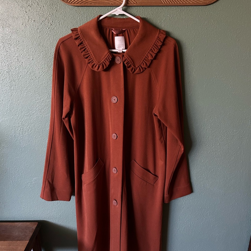LC Lauren Conrad Rust Jacket with Ruffle Collar